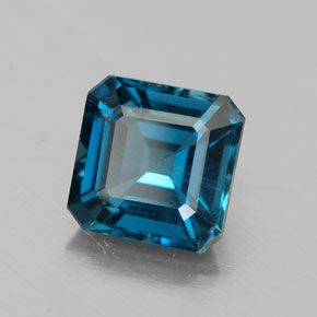 2.19캐럿 천연 런던 블루 토파즈, 에메랄드 컷, 7.2×7.1 mm, VS