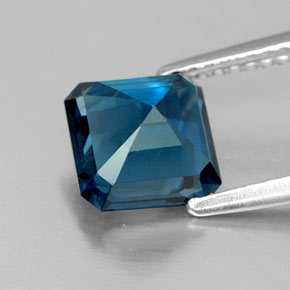 2.19캐럿 천연 런던 블루 토파즈, 에메랄드 컷, 7.2×7.1 mm, VS