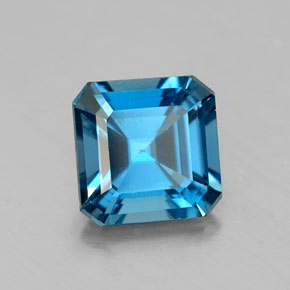 1.91캐럿 천연 런던 블루 토파즈, 에메랄드 컷, 7.1×7.1 mm, VS