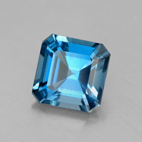 1.91캐럿 천연 런던 블루 토파즈, 에메랄드 컷, 7.1×7.1 mm, VS