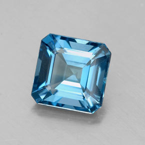 1.93캐럿 천연 런던 블루 토파즈, 에메랄드 컷, 7.2×7.1 mm, VS-SI