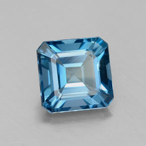 1.93캐럿 천연 런던 블루 토파즈, 에메랄드 컷, 7.2×7.1 mm, VS-SI