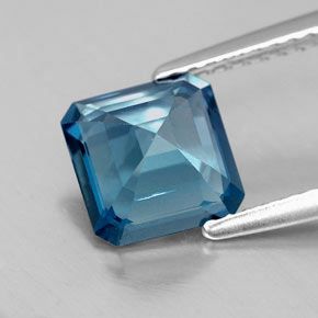 1.93캐럿 천연 런던 블루 토파즈, 에메랄드 컷, 7.2×7.1 mm, VS-SI