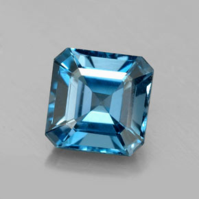 2.23캐럿 천연 런던 블루 토파즈, 에메랄드 컷, 7.2×7.2 mm, VS