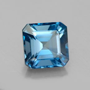 2.23캐럿 천연 런던 블루 토파즈, 에메랄드 컷, 7.2×7.2 mm, VS