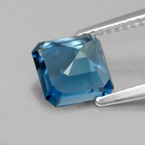 2.23캐럿 천연 런던 블루 토파즈, 에메랄드 컷, 7.2×7.2 mm, VS