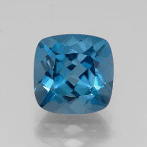 3.03캐럿 천연 런던 블루 토파즈, 쿠션 컷, 8.1×8 mm, VS