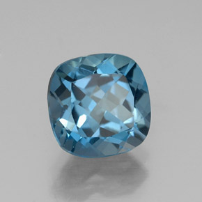 2.77캐럿 천연 런던 블루 토파즈, 쿠션 컷, 8.1×8.1 mm, VVS-VS