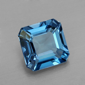 1.73캐럿 천연 런던 블루 토파즈, 에메랄드 컷, 7×7 mm, VS