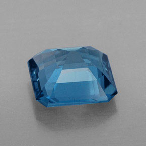 1.73캐럿 천연 런던 블루 토파즈, 에메랄드 컷, 7×7 mm, VS