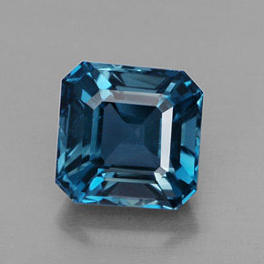 2.38캐럿 천연 런던 블루 토파즈, 에메랄드 컷, 7.1×7.1 mm, VVS-VS