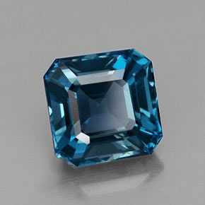 2.38캐럿 천연 런던 블루 토파즈, 에메랄드 컷, 7.1×7.1 mm, VVS-VS