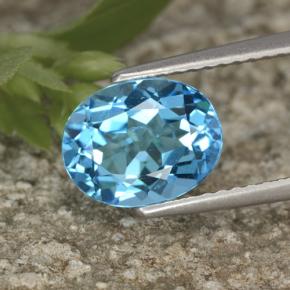 2.29캐럿 천연 스위스 블루 토파즈, 타원형 컷, 9.1×7.1 mm, VVS-VS
