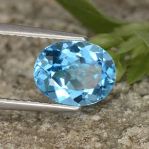2.29캐럿 천연 스위스 블루 토파즈, 타원형 컷, 9.1×7.1 mm, VVS-VS