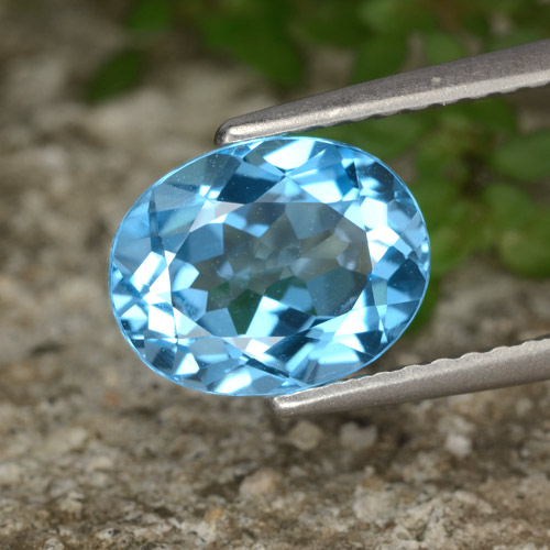 2.32캐럿 천연 스위스 블루 토파즈, 타원형 컷, 9×7.1 mm, VVS-VS