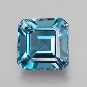2.25캐럿 천연 런던 블루 토파즈, 에메랄드 컷, 7.2×7.1 mm, VVS-VS