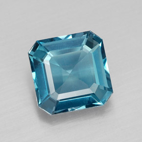 1.77캐럿 천연 런던 블루 토파즈, 에메랄드 컷, 7.2×7.1 mm, VVS-VS