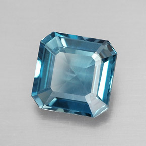 1.77캐럿 천연 런던 블루 토파즈, 에메랄드 컷, 7.2×7.1 mm, VVS-VS