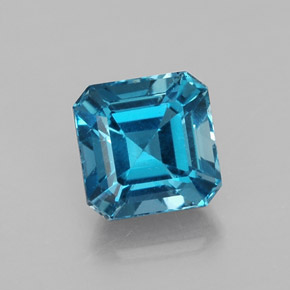 2.47캐럿 천연 런던 블루 토파즈, 에메랄드 컷, 7.2×7.2 mm, VS