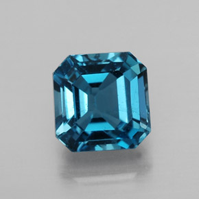 2.63캐럿 천연 런던 블루 토파즈, 에메랄드 컷, 7.2×7.1 mm, VS