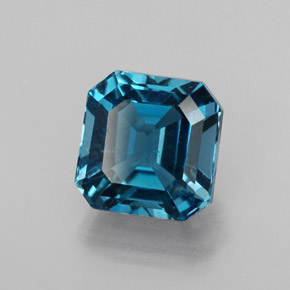 2.63캐럿 천연 런던 블루 토파즈, 에메랄드 컷, 7.2×7.1 mm, VS
