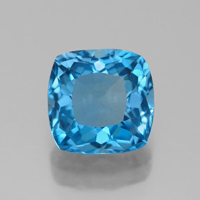 2.76캐럿 천연 런던 블루 토파즈, 쿠션 컷, 8×7.9 mm, VVS-VS