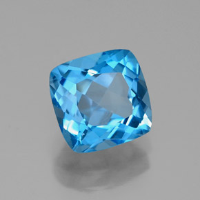 2.25캐럿 천연 스위스 블루 토파즈, 쿠션 컷, 7.3×7.1 mm, VVS