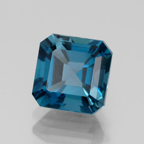 2.19캐럿 천연 런던 블루 토파즈, 에메랄드 컷, 7×7 mm, VS-SI