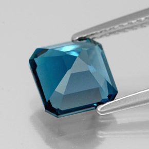 2.19캐럿 천연 런던 블루 토파즈, 에메랄드 컷, 7×7 mm, VS-SI