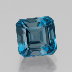 2.57캐럿 천연 런던 블루 토파즈, 에메랄드 컷, 7.2×7.2 mm, VVS-VS