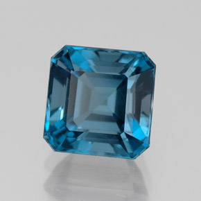 2.57캐럿 천연 런던 블루 토파즈, 에메랄드 컷, 7.2×7.2 mm, VVS-VS