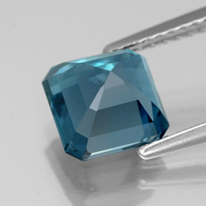 2.57캐럿 천연 런던 블루 토파즈, 에메랄드 컷, 7.2×7.2 mm, VVS-VS