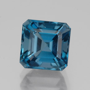 2.62캐럿 천연 런던 블루 토파즈, 에메랄드 컷, 7.2×7.2 mm, VVS