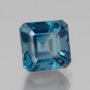 2.62캐럿 천연 런던 블루 토파즈, 에메랄드 컷, 7.2×7.2 mm, VVS