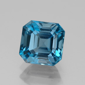 2.09캐럿 천연 런던 블루 토파즈, 에메랄드 컷, 6.9×6.9 mm, VVS-VS