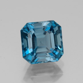 2.09캐럿 천연 런던 블루 토파즈, 에메랄드 컷, 6.9×6.9 mm, VVS-VS