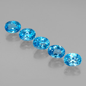 캐럿 천연 스위스 블루 토파즈 보석, 타원형 컷, 8.1×6 mm, VVS-VS