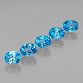 캐럿 천연 스위스 블루 토파즈 보석, 타원형 컷, 8.1×6 mm, VVS-VS