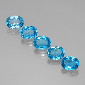 캐럿 천연 스위스 블루 토파즈 보석, 타원형 컷, 8.1×6.1 mm, VVS