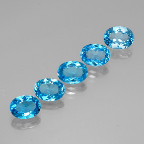 캐럿 천연 스위스 블루 토파즈 보석, 타원형 컷, 8.1×6.1 mm, VVS
