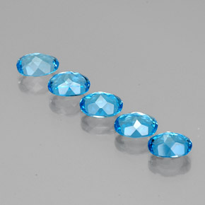 캐럿 천연 스위스 블루 토파즈 보석, 타원형 컷, 8.1×6.1 mm, VVS