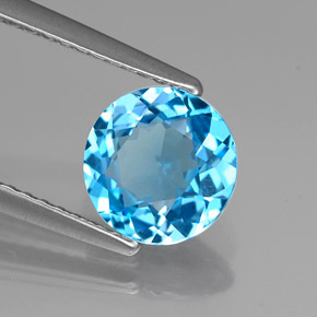 1.49캐럿 천연 스위스 블루 토파즈, 라운드 컷, 7.42 mm, VVS