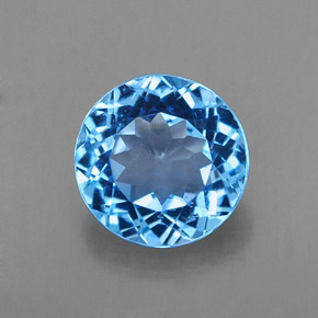 2.14캐럿 천연 스위스 블루 토파즈, 라운드 컷, 8.04 mm, VS-SI