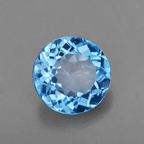2.14캐럿 천연 스위스 블루 토파즈, 라운드 컷, 8.04 mm, VS-SI