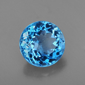 2.47캐럿 천연 스위스 블루 토파즈, 라운드 컷, 8.06 mm, VS