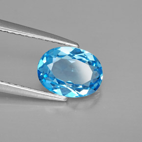 1.48캐럿 천연 스위스 블루 토파즈, 타원형 컷, 8.2×6.2 mm, VVS-VS