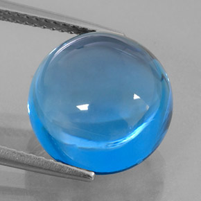 15.31캐럿 천연 스위스 블루 토파즈, 라운드 컷, 13.06 mm, 투명한