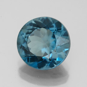 3.11캐럿 천연 런던 블루 토파즈, 라운드 컷, 9.01 mm, VVS