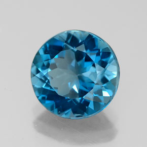 2.87캐럿 천연 런던 블루 토파즈, 라운드 컷, 8.97 mm, VVS