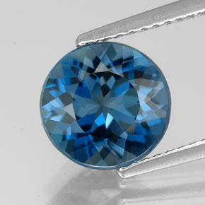 2.93캐럿 천연 런던 블루 토파즈, 라운드 컷, 9.12 mm, VVS